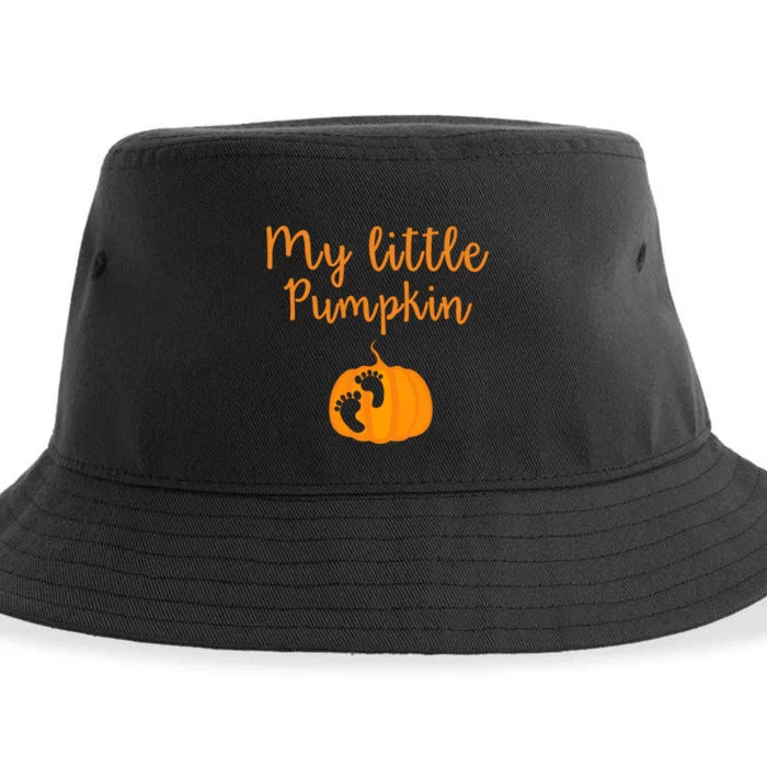 My Little Pumpkin Pregnancy Bump Baby Shower Halloween Tee Sustainable Bucket Hat