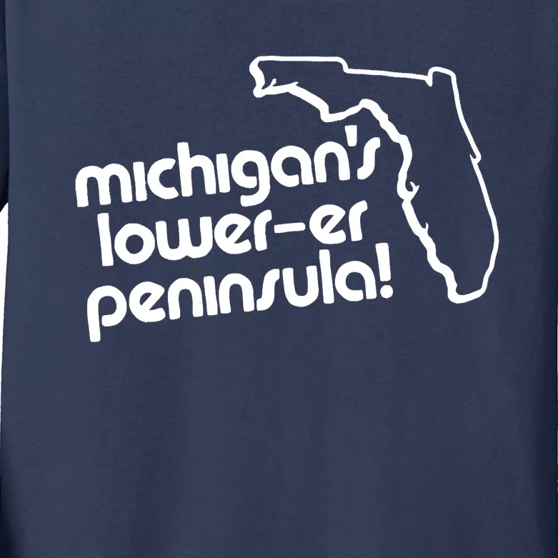 Michigans LowerEr Peninsula Apparel Kids Long Sleeve Shirt