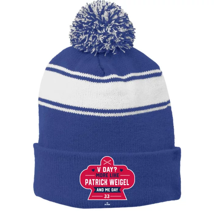 More Like Patrick Weigel And Me Valentines Day Baseball Great Gift Stripe Pom Pom Beanie