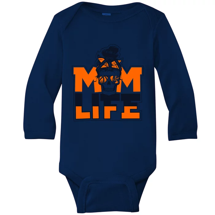 Mom Life Pro Player Professional Lover Basketball Funny Gift Baby Long Sleeve Bodysuit