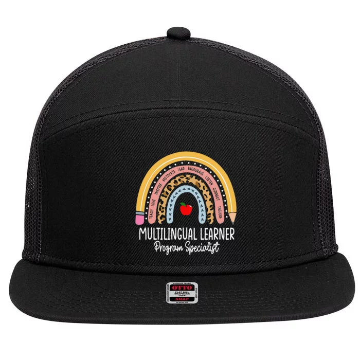 Multilingual Learner Program Specialist Rainbow El Teacher 7 Panel Mesh Trucker Snapback Hat