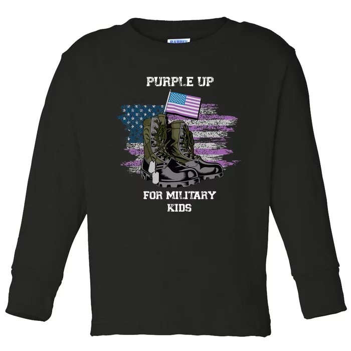 Military lovers Purple Up For Military Month Toddler Long Sleeve Shirt