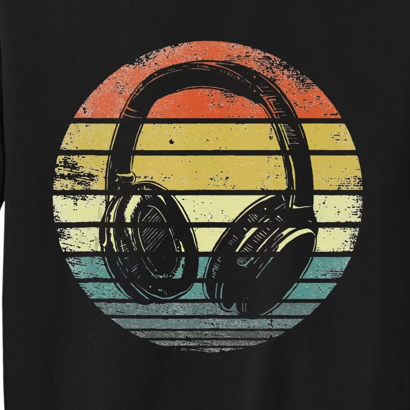 Music Lover Producer DJ Gifts Funny Retro Headphones Tall Sweatshirt