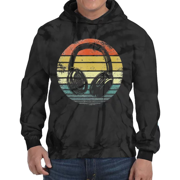 Music Lover Producer DJ Gifts Funny Retro Headphones Tie Dye Hoodie