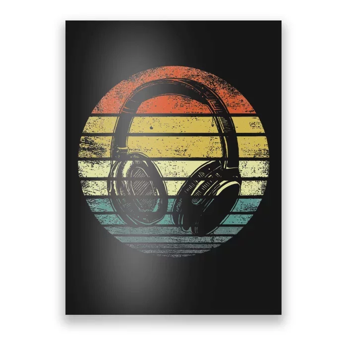 Music Lover Producer DJ Gifts Funny Retro Headphones Poster