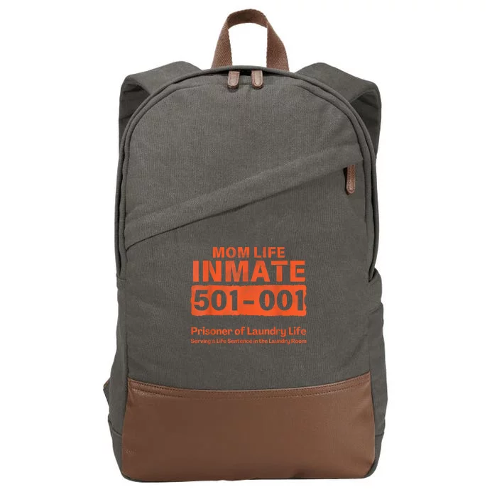 Mom Life Prisoner Inmate Funny Jail Halloween Costume Cotton Canvas Backpack