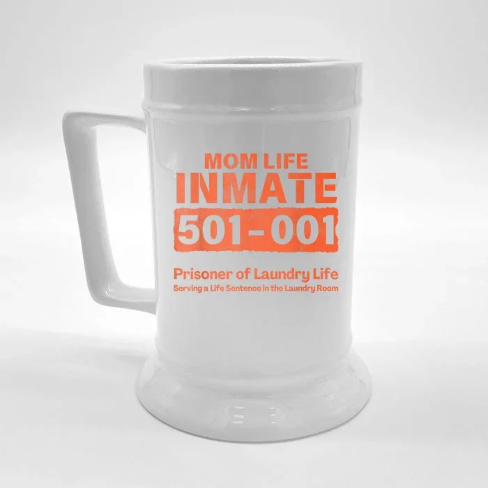 Mom Life Prisoner Inmate Funny Jail Halloween Costume Front & Back Beer Stein