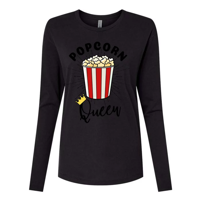 Movie Lover Popcorn Queen Funny Gift Womens Cotton Relaxed Long Sleeve T-Shirt