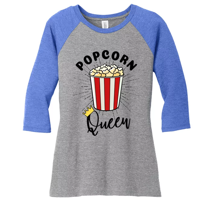 Movie Lover Popcorn Queen Funny Gift Women's Tri-Blend 3/4-Sleeve Raglan Shirt