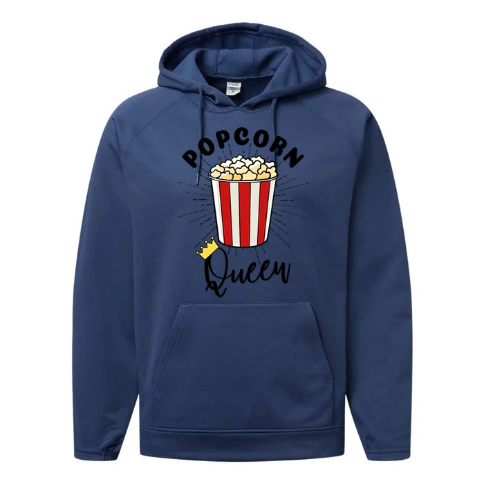 Movie Lover Popcorn Queen Funny Gift Performance Fleece Hoodie