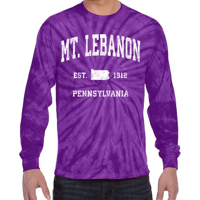 Mt. Lebanon Pennsylvania Pa Vintage Athletic Sports Tie-Dye Long Sleeve Shirt