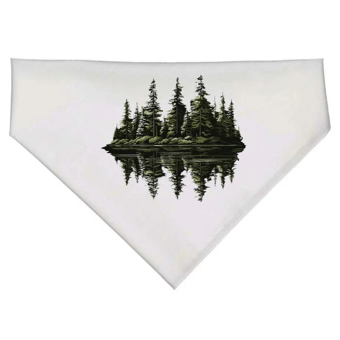 Mountain Landscape Reflection Forest Trees Outdoor Wildlife Gift USA-Made Doggie Bandana