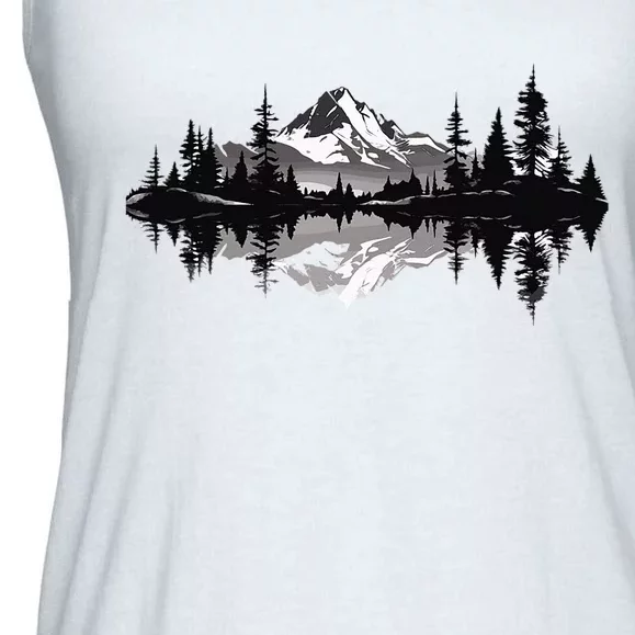 Mountain Landscape Reflection Forest Trees Outdoor Wildlife Ladies Essential Flowy Tank