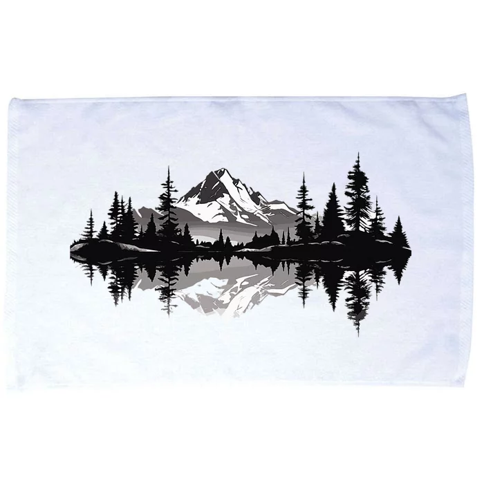 Mountain Landscape Reflection Forest Trees Outdoor Wildlife Microfiber Hand Towel