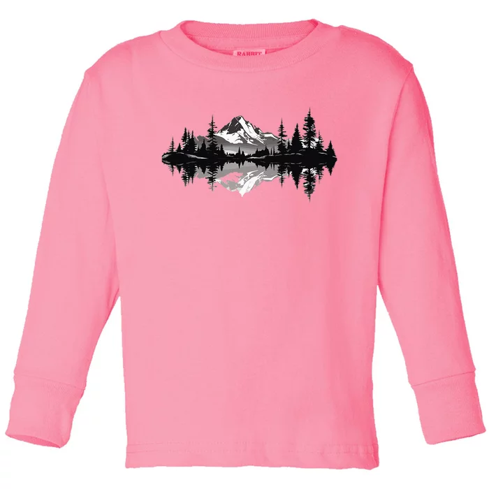 Mountain Landscape Reflection Forest Trees Outdoor Wildlife Toddler Long Sleeve Shirt