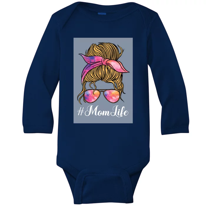 Mom Life Rainbow Sunglasses Rainbow Print Bandana Cute Gift Baby Long Sleeve Bodysuit