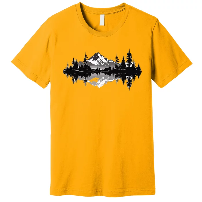 Mountain Landscape Reflection Forest Trees Outdoor Wildlife Premium T-Shirt