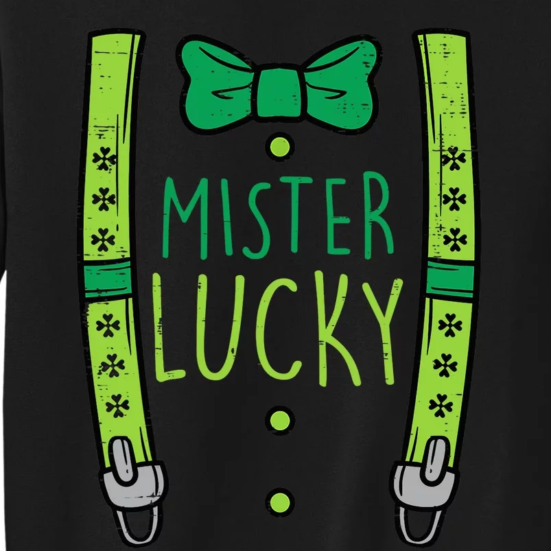 Mister Lucky Suspenders St Patricks Day Boy Toddlers Tall Sweatshirt