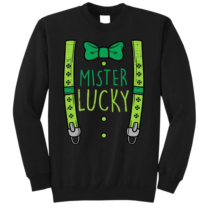 Mister Lucky Suspenders St Patricks Day Boy Toddlers Tall Sweatshirt