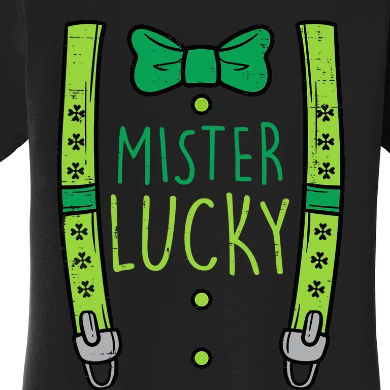 Mister Lucky Suspenders St Patricks Day Boy Toddlers Women's T-Shirt