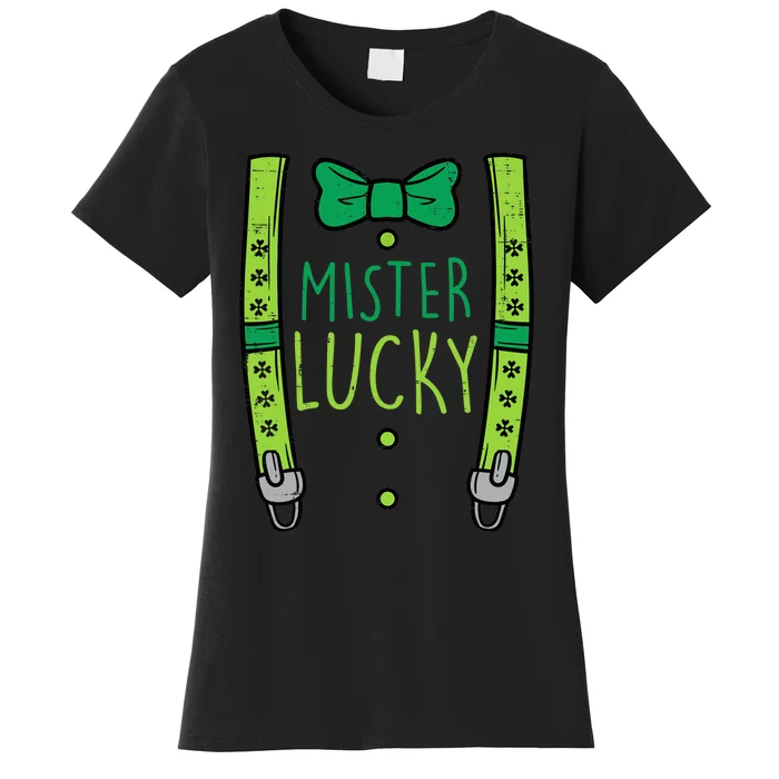 Mister Lucky Suspenders St Patricks Day Boy Toddlers Women's T-Shirt