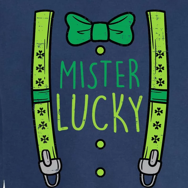 Mister Lucky Suspenders St Patricks Day Boy Toddlers Garment-Dyed Sweatshirt