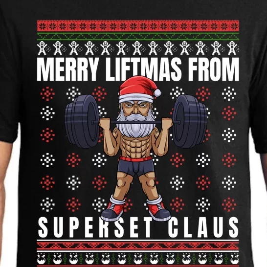 Merry Liftmas Superset Claus For Gym Ugly Christmas Funny Gift Pajama Set