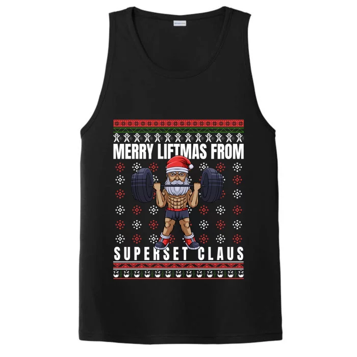 Merry Liftmas Superset Claus For Gym Ugly Christmas Funny Gift Performance Tank