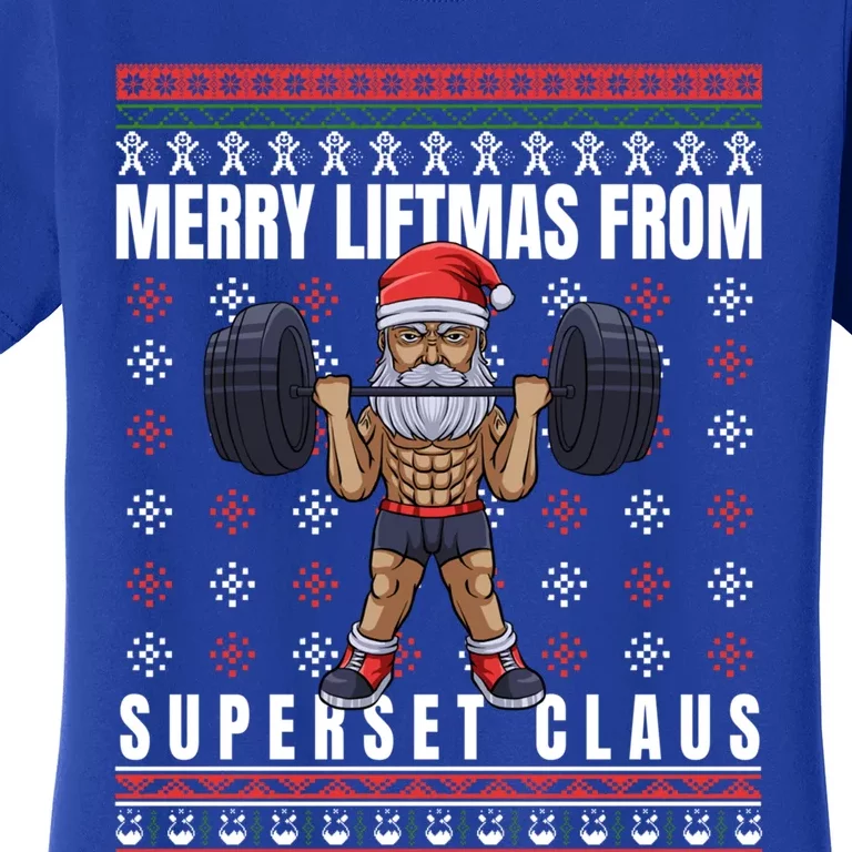 Merry Liftmas Superset Claus For Gym Ugly Christmas Funny Gift Women's T-Shirt