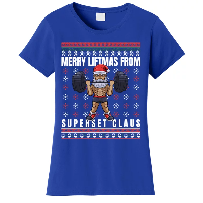 Merry Liftmas Superset Claus For Gym Ugly Christmas Funny Gift Women's T-Shirt