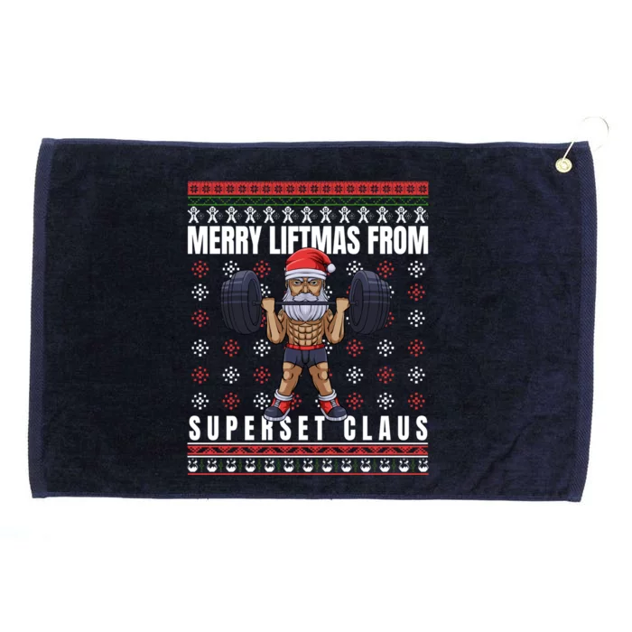 Merry Liftmas Superset Claus For Gym Ugly Christmas Funny Gift Grommeted Golf Towel