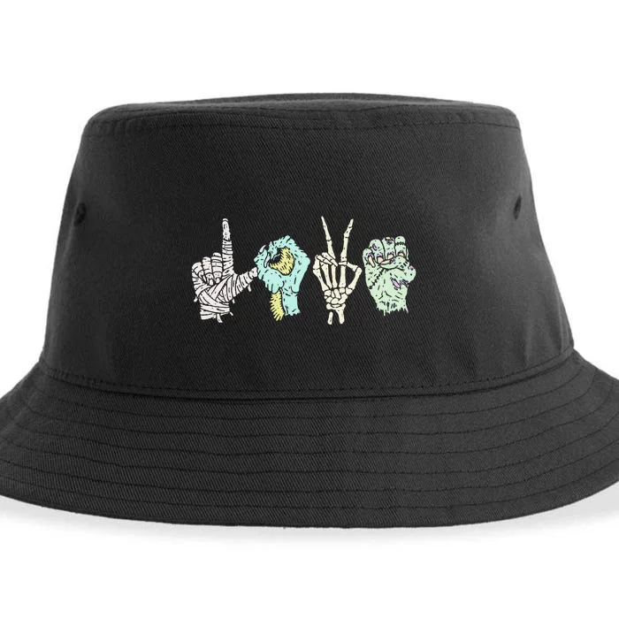 Monster Love Sign Language Sustainable Bucket Hat