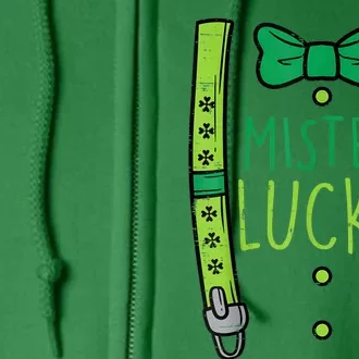 Mister Lucky Suspenders Happy St Patrick's Day Boys Toddlers Full Zip Hoodie