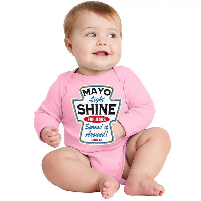 Mayo Light Shine Funny Christian Baby Long Sleeve Bodysuit