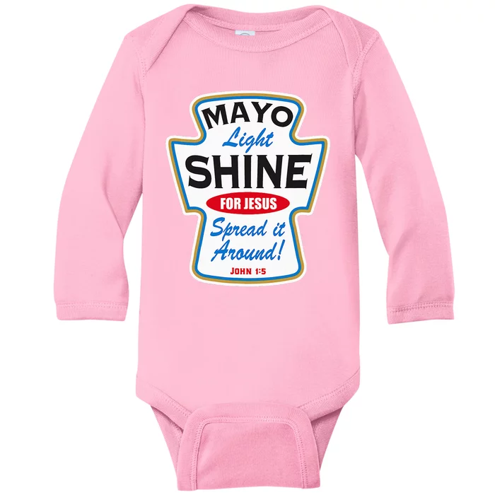 Mayo Light Shine Funny Christian Baby Long Sleeve Bodysuit