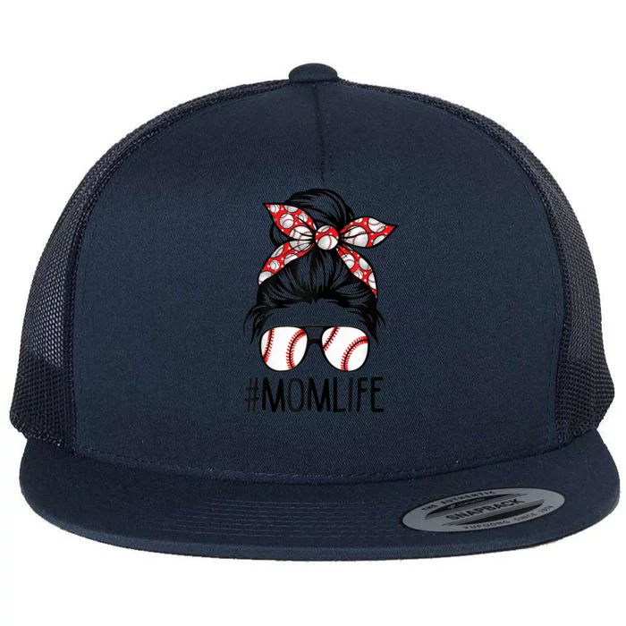 Mom Life Softball Baseball Mothers Day Messy Bun Gift Flat Bill Trucker Hat