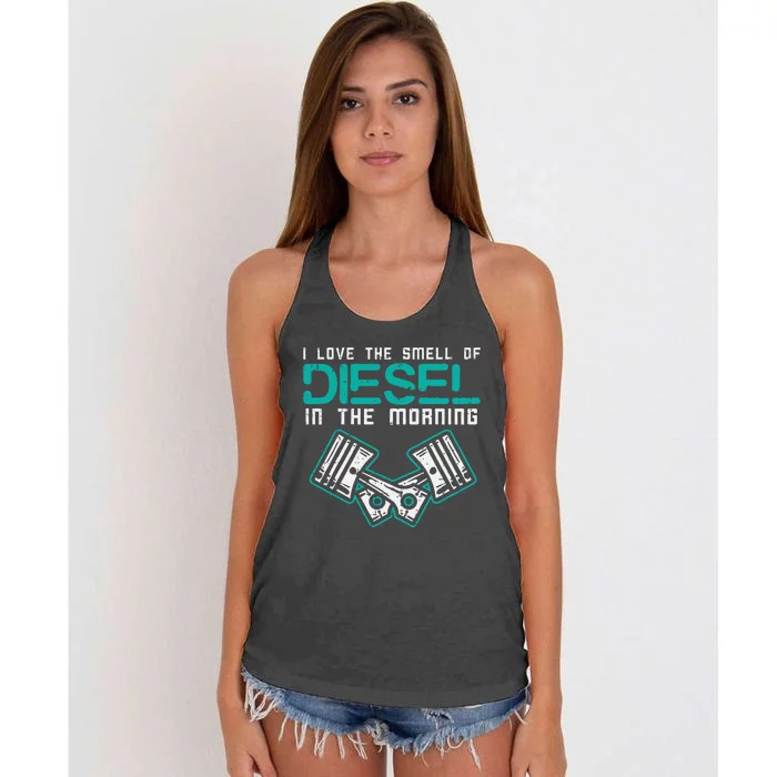 Mechanic Love Smell Of Diesel In Morning Women's Knotted Racerback Tank