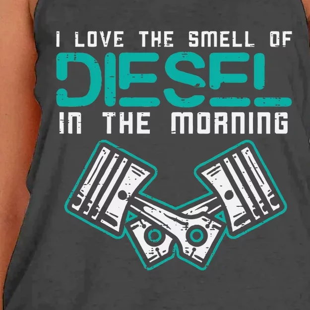 Mechanic Love Smell Of Diesel In Morning Women's Knotted Racerback Tank