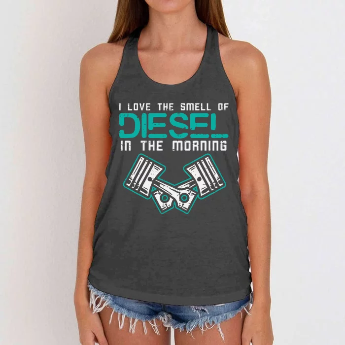 Mechanic Love Smell Of Diesel In Morning Women's Knotted Racerback Tank