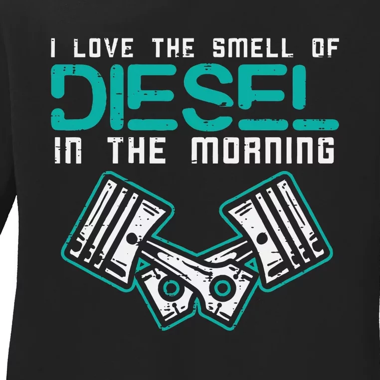 Mechanic Love Smell Of Diesel In Morning Ladies Long Sleeve Shirt