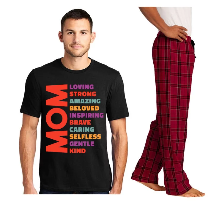 Mom Loving Strong Amazing Beloved Inspiring Brave Caring Selfless Gentle Kind Mo Pajama Set