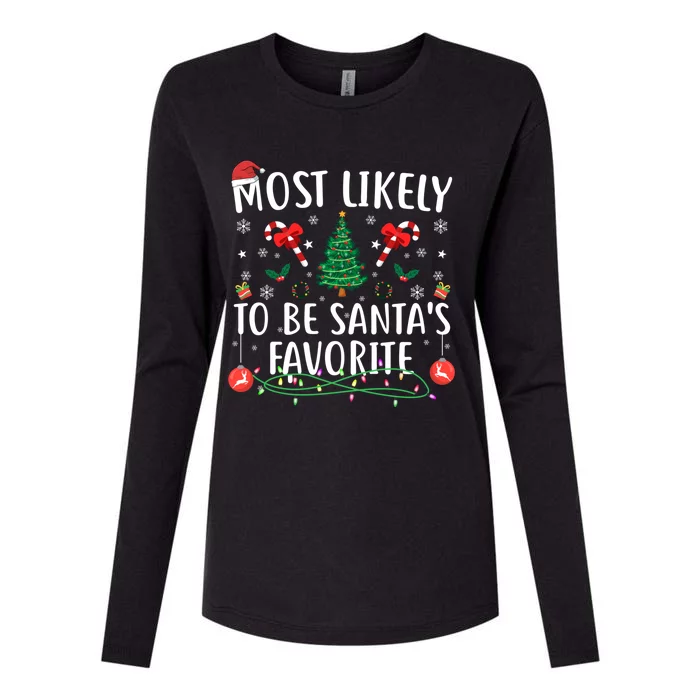 Most Likely SantaS Favorite Matching Family Xmas Surprise Gift Womens Cotton Relaxed Long Sleeve T-Shirt