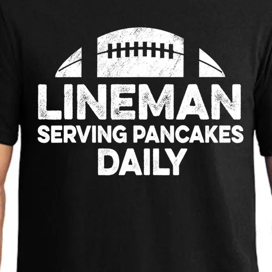 Mens Lineman Serving Pancakes Daily Football Offensive Lineman TShirt Pajama Set