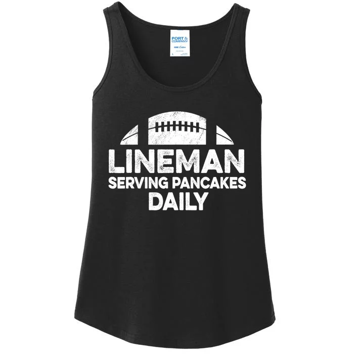 Mens Lineman Serving Pancakes Daily Football Offensive Lineman TShirt Ladies Essential Tank