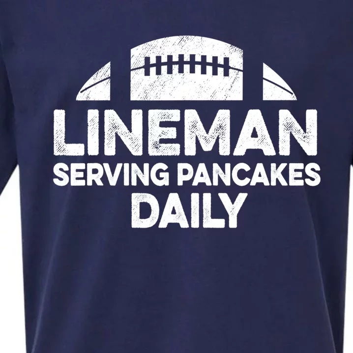 Mens Lineman Serving Pancakes Daily Football Offensive Lineman TShirt Sueded Cloud Jersey T-Shirt