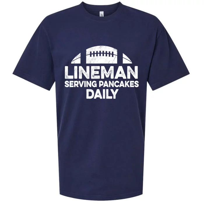 Mens Lineman Serving Pancakes Daily Football Offensive Lineman TShirt Sueded Cloud Jersey T-Shirt