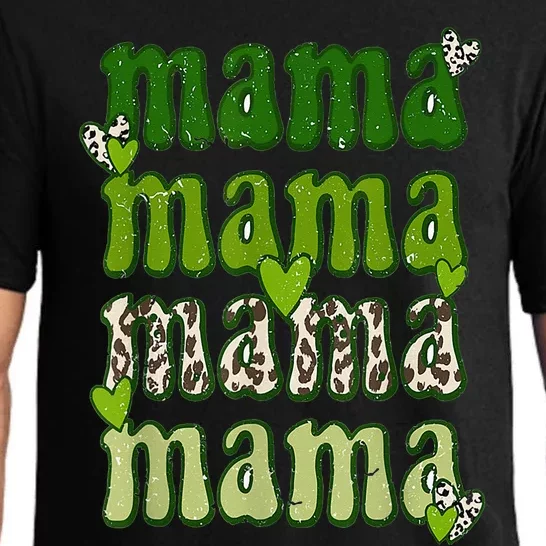 Mama Leopard St Patrick's Day Mama and Mini Cute Irish Pajama Set