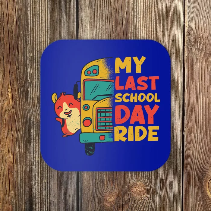 My Last School Day Ride Funny Schools Out Summer Guinea Pig Funny Gift Coaster