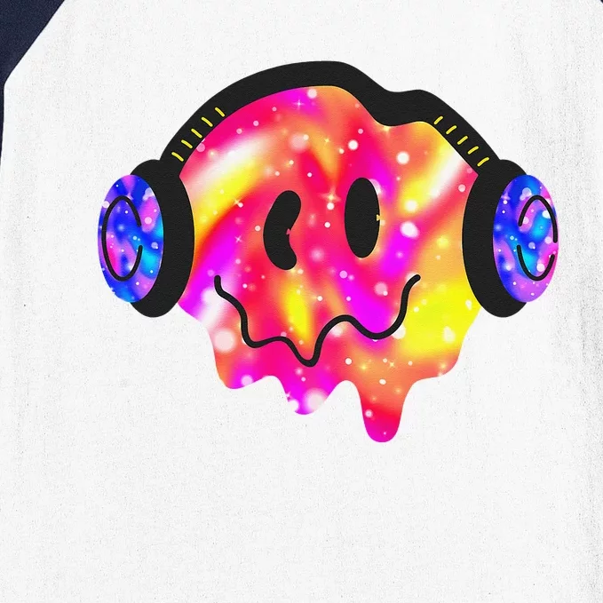 Music Lover Smiling Face Costume Happy Cute Headphone Smile Baseball Sleeve Shirt