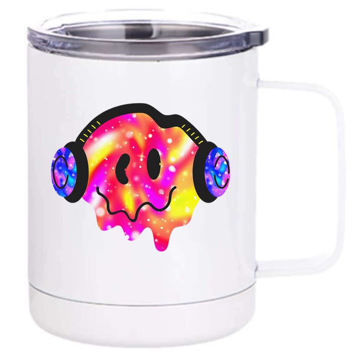 Music Lover Smiling Face Costume Happy Cute Headphone Smile Front & Back 12oz Stainless Steel Tumbler Cup